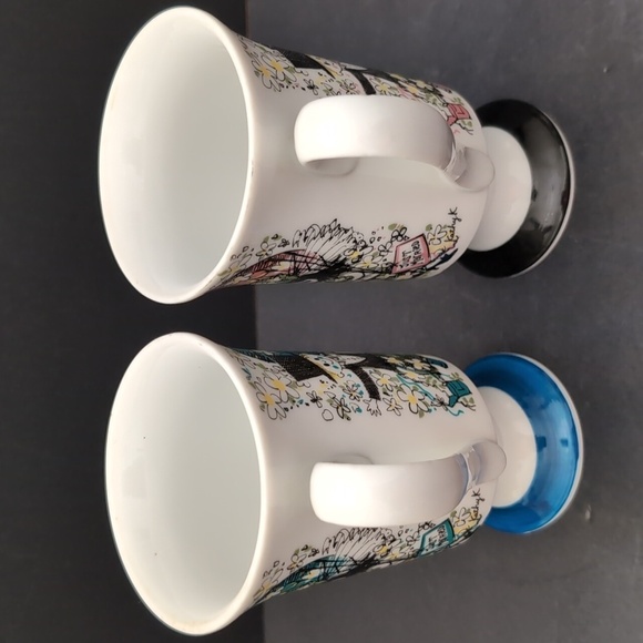 Vintage Set Of 2 Floral Just Married Wedding Footed Coffee Cups. - Picture 6 of 9